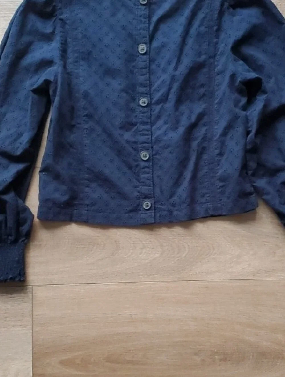 Women's Madewell Navy Eyelet Puff-Sleeve Blouse, Sz 4